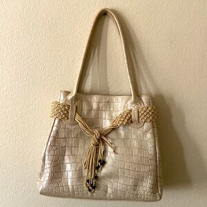 Vintage ROBERTA GANDOLFI GENUINE LEATHER PEARLESCENT CROCO Bag